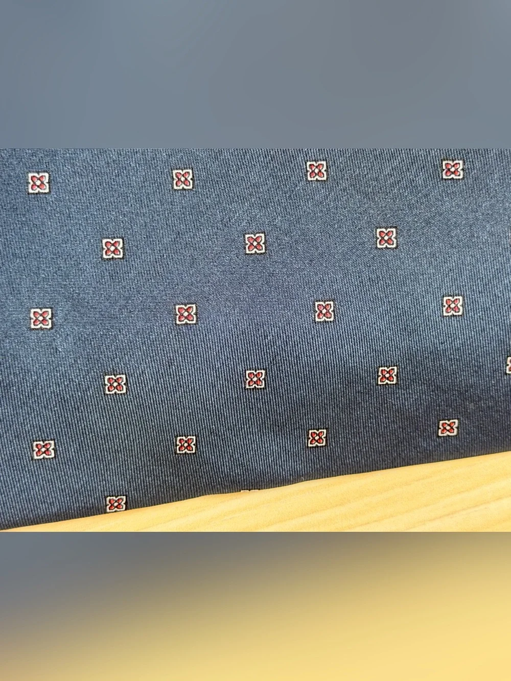 Christian Dior Navy Tie with Small Red Square Motif